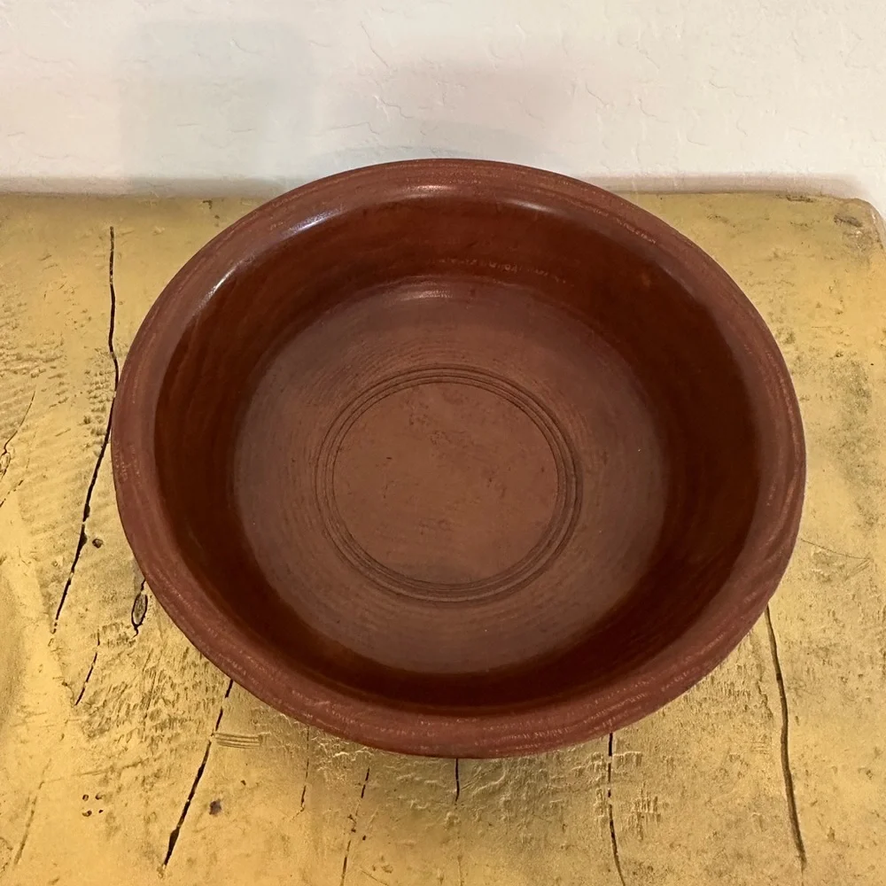 Vintage grooved black walnut wood bowl